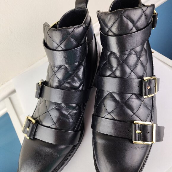 Zara Woman Chelsea Black Ankle Quilted Booties Size 38 - Picture 10 of 10